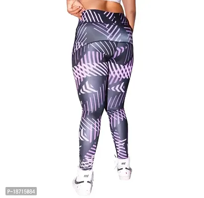 AKIBA Printed/Color Polyester Lycra Sports Leggings/Stretch Tights Pant/Ankle Length Athletic Lower for Women/Girl (S)-thumb2