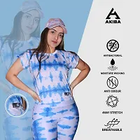 AKIBA Women's Workout Tie-Dye Gym T-Shirt Crop Top with Half Sleeves and Round Neck-thumb5