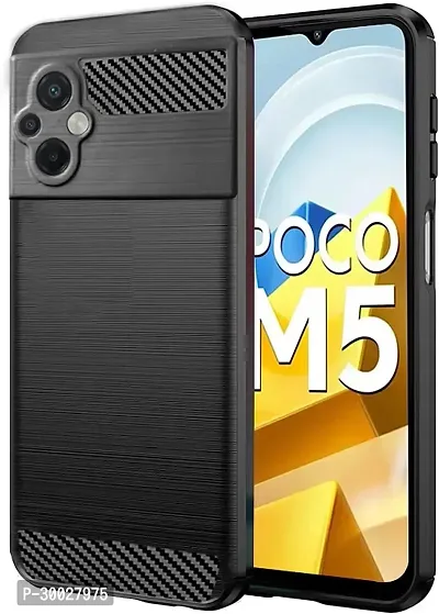Coverblack Shock Proof Rubber Back Cover For Poco M5Black-thumb2