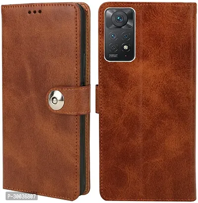 Coverblack Magnetic Case Artificial Leather,Rubber Flip Cover For Redmi Note 11Executive Brown-thumb0