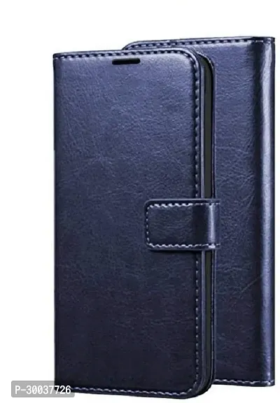 Coverblack Dual Protection Artificial Leather,Rubber Flip Cover For Lenovo A6010+Navy Blue-thumb0