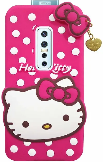 Miss India Kitty Cover Vivo V17 Pro Funny 3D Cartoon Soft Silicone Kitty Case Glossy Stylish Women,Girls Phone CoverVivo V17 Pro (Pink)