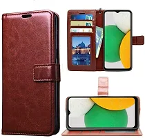 Coverblack Dual Protection Artificial Leather,Rubber Flip Cover For Oppo A38Executive Brown-thumb1