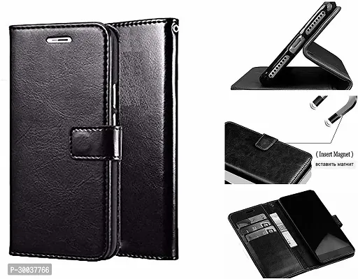 Coverblack Grip Case Artificial Leather,Rubber Flip Cover For Lenovo A7020A48 , K5 NoteVenom Black-thumb0