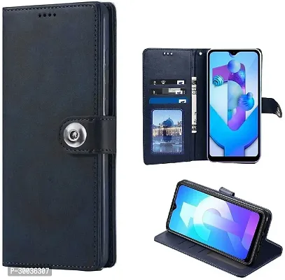 Coverblack Hybrid Tpu Artificial Leather,Silicon Flip Cover For Itel S665L , Itel_S23Blue-thumb2