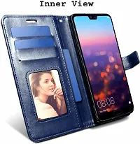 Coverblack Magnetic Case Artificial Leather,Rubber Flip Cover For Infinix Smart 5Navy Blue-thumb2