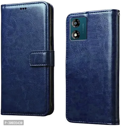 Coverblack Magnetic Case Artificial Leather,Rubber Flip Cover For Motorola E13Navy Blue-thumb0