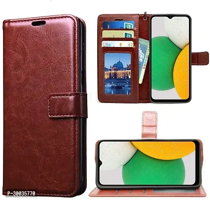 Coverblack Grip Case Artificial Leather,Rubber Flip Cover For Vivo Y28 5GTan Brown-thumb2