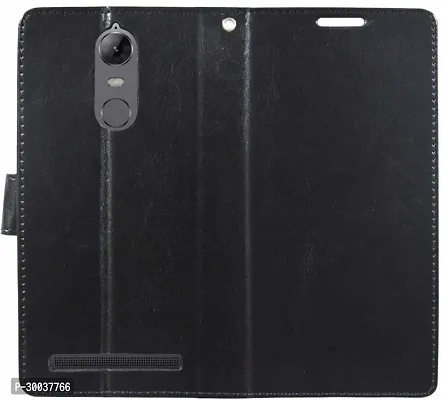 Coverblack Grip Case Artificial Leather,Rubber Flip Cover For Lenovo A7020A48 , K5 NoteVenom Black-thumb2