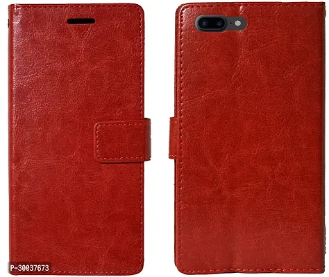 Coverblack Dual Protection Artificial Leather,Rubber Flip Cover For Apple Iphone 8 PlusVintage Red-thumb2