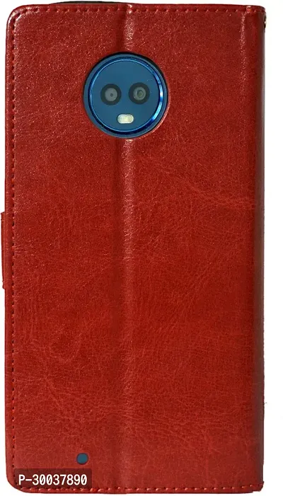 Coverblack Magnetic Case Artificial Leather,Rubber Flip Cover For Magnatic Motorola Moto G6Crimson Red