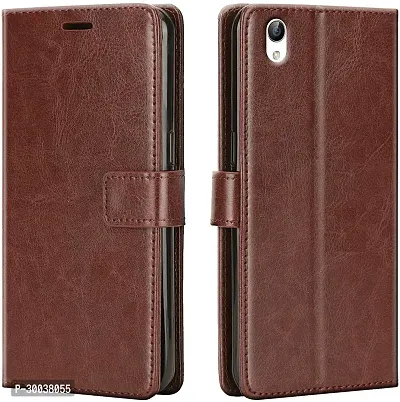 Coverblack Dual Protection Artificial Leather,Rubber Flip Cover For Tecno I5 Pro ,Tecno I7ProExecutive Brown-thumb0