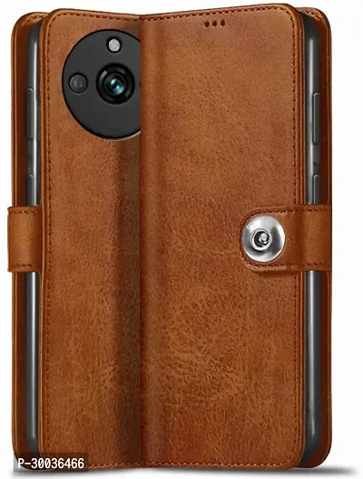 Coverblack Magnetic Case Artificial Leather,Rubber Flip Cover For Realme Narzo 60 Pro 5GBrown-thumb0