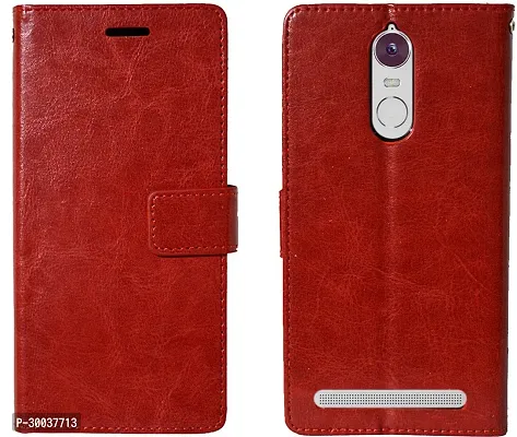 Coverblack Dual Protection Artificial Leather,Rubber Flip Cover For Lenovo A7020A48K5 NoteVintage Red-thumb2