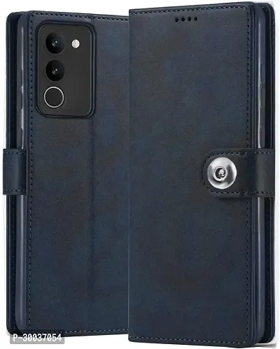 Coverblack Shock Proof Artificial Leather,Rubber Flip Cover For Vivo Y200 5GBlue-thumb2