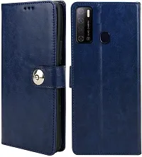 Coverblack Hybrid Tpu Artificial Leather Flip Cover For OppoA16ENavy Blue-thumb2