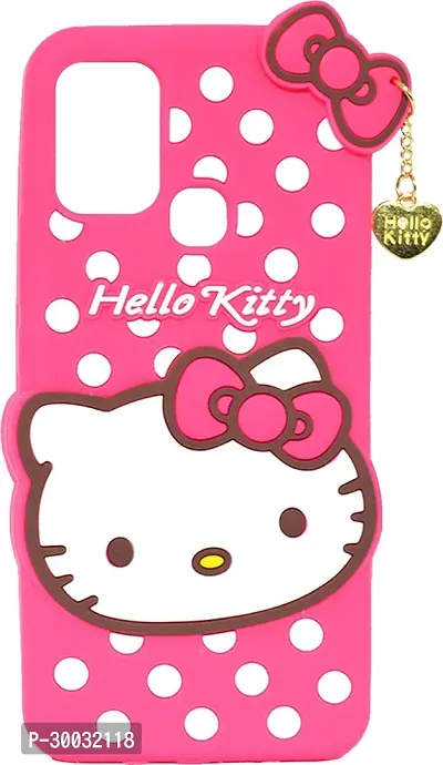 Coverblack Flexible Rubber Back Cover For Infinix Hot 10 PlayHello Kitty Pink-thumb2