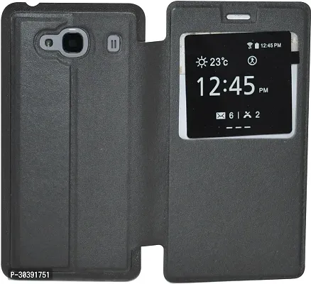 Coverblack Grip Case Artificial Leather,Plastic Flip Cover For Mi Redmi 2 PrimeBlack-thumb0