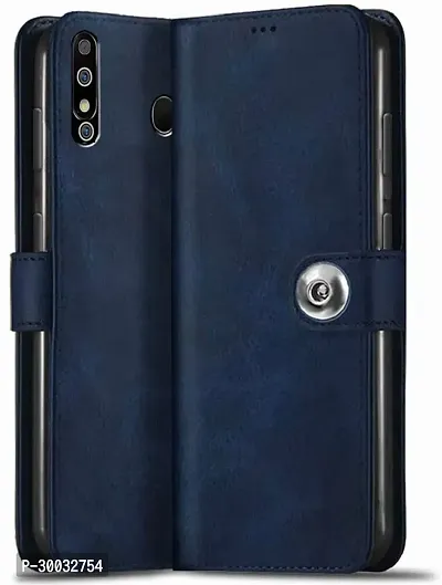 Coverblack Dual Protection Artificial Leather,Rubber Flip Cover For Infinix Hot 8Blue-thumb0