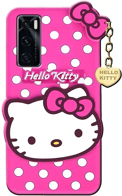 Miss IndiaVivo V20 SE 3D Kitty Design Flexible Silicon Girls Mobile Phone Back Cover for Vivo V20 SE (Pink)