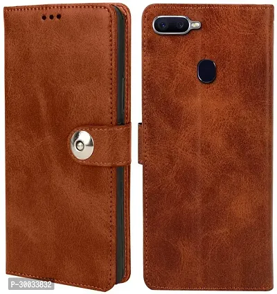 Coverblack Hybrid Tpu Artificial Leather,Rubber Flip Cover For Realme U1Executive Brown