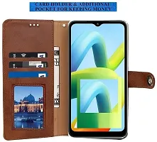 Coverblack Magnetic Case Artificial Leather,Rubber Flip Cover For Redmi A3 2024 ModelTan Brown-thumb3