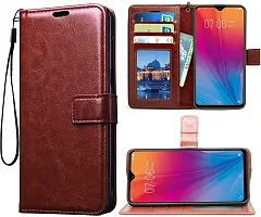 Coverblack Hybrid Tpu Artificial Leather Flip Cover For Infinix Hot 12Brown-thumb1