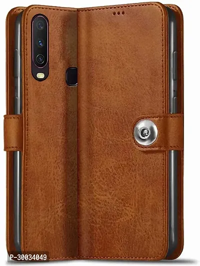 Coverblack Hybrid Tpu Artificial Leather,Rubber Flip Cover For Vivo U10Executive Brown-thumb0