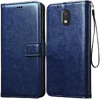 Coverblack Grip Case Artificial Leather,Rubber Flip Cover For Moto G Play (4Th Gen)Navy Blue-thumb1