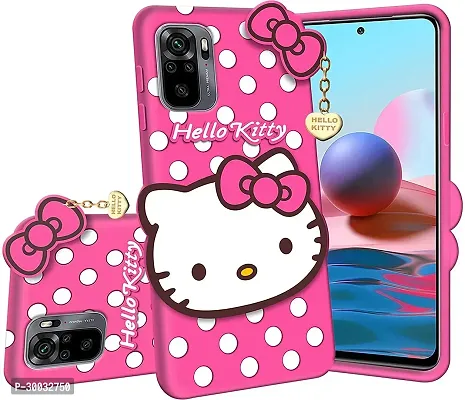 Coverblack Flexible Rubber Back Cover For Mi Redmi Note 10SHello Kitty Pink-thumb2