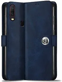 Coverblack Magnetic Case Artificial Leather,Silicon Flip Cover For Vivo 1906 , Y11Navy Blue-thumb1