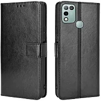 Coverblack Dual Protection Artificial Leather,Rubber Flip Cover For Infinix Smart 5Venom Black-thumb1