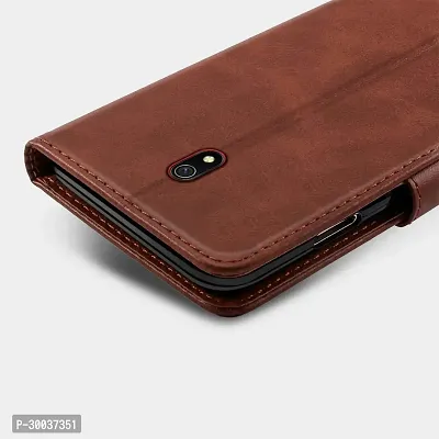 Coverblack Dual Protection Artificial Leather,Rubber Flip Cover For Lenovo K10 PlusVintage Cherry Brown-thumb4