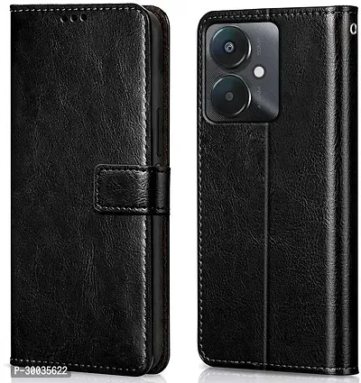 Coverblack Magnetic Case Artificial Leather,Silicon Flip Cover For Mi Redmi 13C 5GVintage Starry Black-thumb0