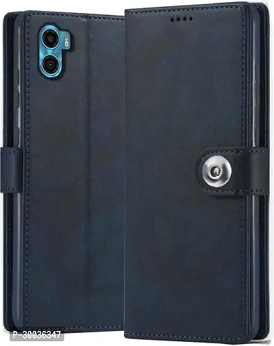 Coverblack Magnetic Case Artificial Leather,Rubber Flip Cover For Motorola E32Blue-thumb0