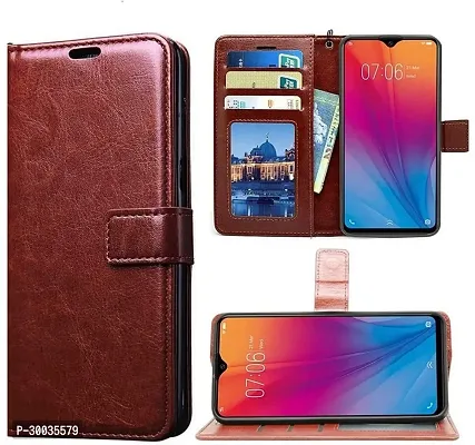 Coverblack Hybrid Tpu Artificial Leather,Silicon Flip Cover For Realme 12Pro Plus Rmx3840Vintage Brown-thumb2