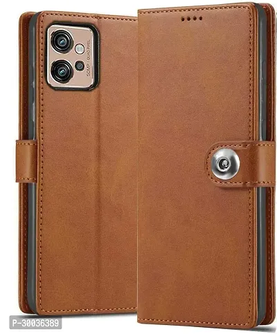 Coverblack Hybrid Tpu Artificial Leather,Silicon Flip Cover For Motorola Moto G32Vintage Brown-thumb0