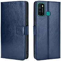 Coverblack Dual Protection Artificial Leather,Rubber Flip Cover For Infinix Hot 9Navy Blue-thumb1