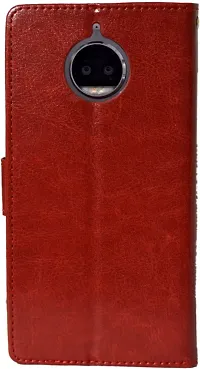 Coverblack Magnetic Case Artificial Leather,Rubber Flip Cover For Moto G5SplusVintage Red-thumb1