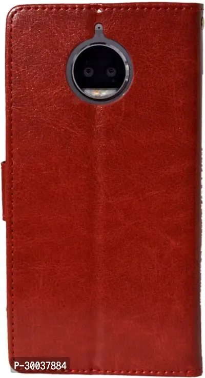 Coverblack Magnetic Case Artificial Leather,Rubber Flip Cover For Moto G5SplusVintage Red-thumb2