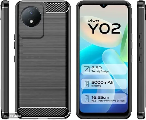 Coverblack Flexible Rubber Back Cover For Vivo Y02 , Vivo Y02TBlack