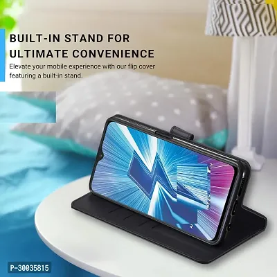 Coverblack Leather Finish Imported Tpu Wallet Stand Magnetic Closure Flip Cover For Realme 12 Pro+ 5G Starry Black-thumb5