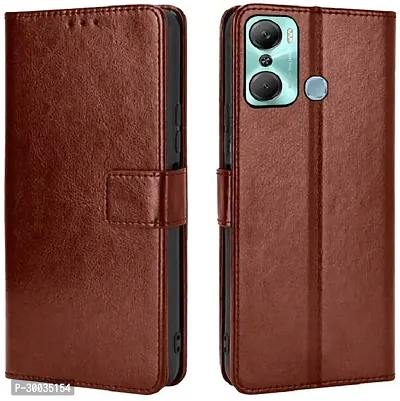 Coverblack Magnetic Case Artificial Leather,Rubber Flip Cover For Infinix Hot 12 ProTan Brown