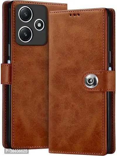 Coverblack Magnetic Case Artificial Leather,Silicon Flip Cover For Mi Redmi 13C 5G , Poco M6 5GVintage Brown-thumb0