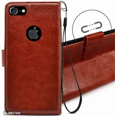 Coverblack Dual Protection Artificial Leather,Rubber Flip Cover For Apple Iphone 7 PlusExecutive Brown-thumb2