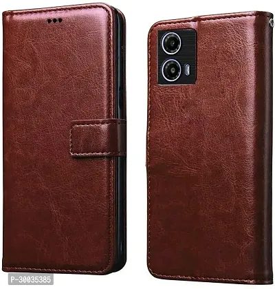 Coverblack Hybrid Tpu Artificial Leather,Silicon Flip Cover For Motorola Moto G24 PowerVintage Brown