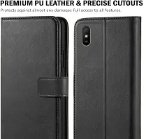 Coverblack Shock Proof Artificial Leather Flip Cover For Redmi 9A SportBlack-thumb1