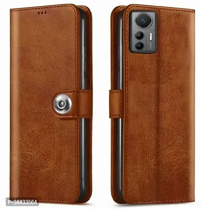 Coverblack Dual Protection Artificial Leather,Silicon Flip Cover For Mi 2203129G , Mi 12LiteVintage Brown-thumb0