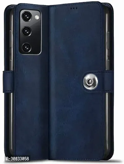 Coverblack Dual Protection Artificial Leather,Silicon Flip Cover For Samsung Galaxy S20 Fe 5G G781BNavy Blue-thumb2