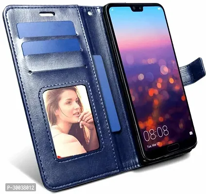 Coverblack Magnetic Case Artificial Leather,Silicon Flip Cover For Oppo Cph2251 , Reno6 5GVintage Case Blue-thumb3